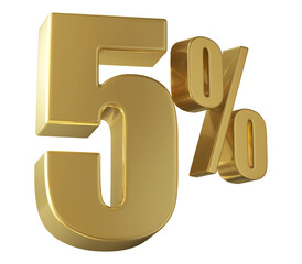 5 Percent Off Sale Gold Number 3D