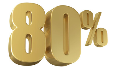 80 Percent Off Sale Gold Number 3D