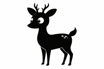 Fototapeta premium black and white deer silhouette, deer vector illustration, deer silhouette, animal silhouette isolated vector Illustration, png, Funny cute deer, Jumping cartoon deers
