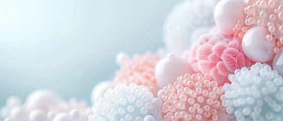 Fototapeta premium Delicate pastel-colored abstract shapes with soft lighting, creating a dreamy and soothing visual effect. Ideal for background or creative design projects.