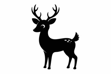 black and white deer silhouette, deer vector illustration, deer silhouette, animal silhouette isolated vector Illustration, png, Funny cute deer, Jumping cartoon deers