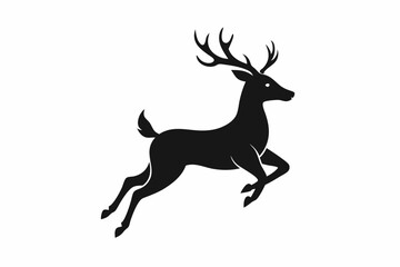 black and white deer silhouette, deer vector illustration, deer silhouette, animal silhouette isolated vector Illustration, png, Funny cute deer, Jumping cartoon deers