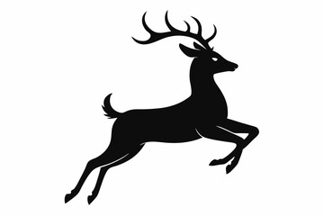 black and white deer silhouette, deer vector illustration, deer silhouette, animal silhouette isolated vector Illustration, png, Funny cute deer, Jumping cartoon deers