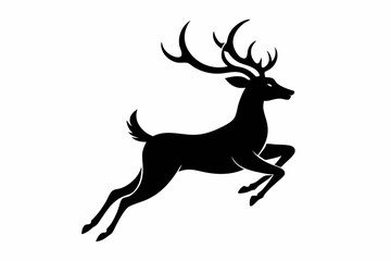 black and white deer silhouette, deer vector illustration, deer silhouette, animal silhouette isolated vector Illustration, png, Funny cute deer, Jumping cartoon deers