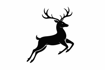 black and white deer silhouette, deer vector illustration, deer silhouette, animal silhouette isolated vector Illustration, png, Funny cute deer, Jumping cartoon deers