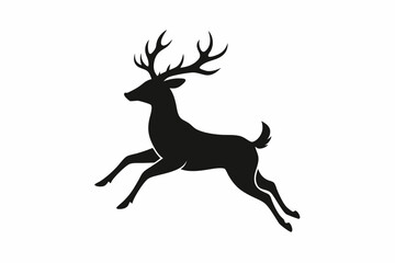 black and white deer silhouette, deer vector illustration, deer silhouette, animal silhouette isolated vector Illustration, png, Funny cute deer, Jumping cartoon deers