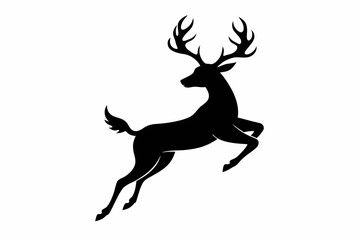 black and white deer silhouette, deer vector illustration, deer silhouette, animal silhouette isolated vector Illustration, png, Funny cute deer, Jumping cartoon deers