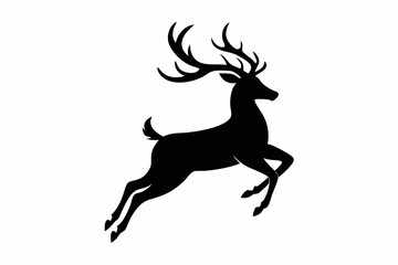 black and white deer silhouette, deer vector illustration, deer silhouette, animal silhouette isolated vector Illustration, png, Funny cute deer, Jumping cartoon deers