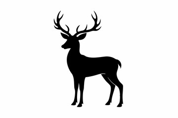 black and white deer silhouette, deer vector illustration, deer silhouette, animal silhouette isolated vector Illustration, png, Funny cute deer, Jumping cartoon deers