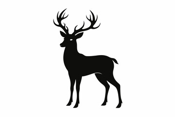 black and white deer silhouette, deer vector illustration, deer silhouette, animal silhouette isolated vector Illustration, png, Funny cute deer, Jumping cartoon deers