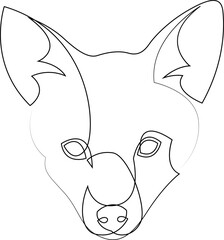 One line fox design silhouette. Fox head drawn by continuous line. Hand drawn minimalism style vector illustration.