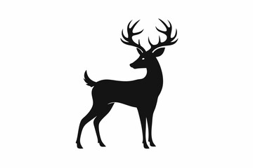 black and white deer silhouette, deer vector illustration, deer silhouette, animal silhouette isolated vector Illustration, png, Funny cute deer, Jumping cartoon deers