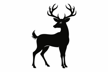 black and white deer silhouette, deer vector illustration, deer silhouette, animal silhouette isolated vector Illustration, png, Funny cute deer, Jumping cartoon deers