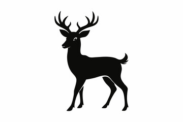 black and white deer silhouette, deer vector illustration, deer silhouette, animal silhouette isolated vector Illustration, png, Funny cute deer, Jumping cartoon deers