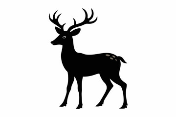 black and white deer silhouette, deer vector illustration, deer silhouette, animal silhouette isolated vector Illustration, png, Funny cute deer, Jumping cartoon deers