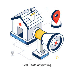 Real Estate Advertising concept vector isometric style stock illustration. EPS file