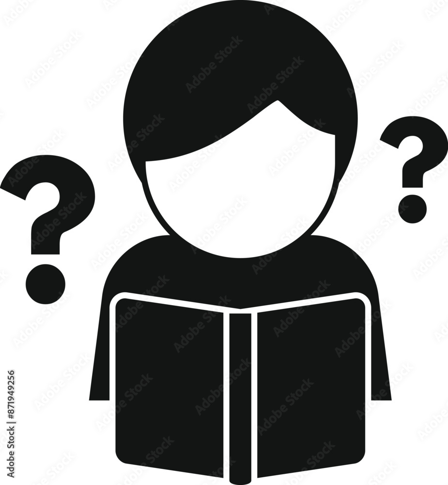 Poster student is reading a book and having many questions about the study material