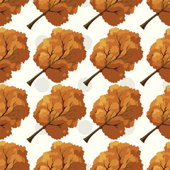 Seamless vector pattern of autumn trees and leaves. Perfect for fall-themed designs, wallpapers, fabrics, seasonal projects.