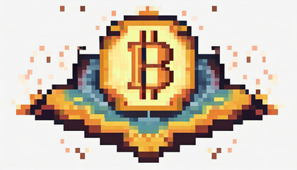 Fototapeta premium 8bit bitcoin pixel
