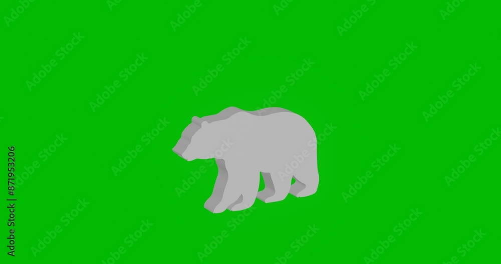 Poster animation of rotation of a white bear icon with shadow. simple and complex rotation. seamless looped