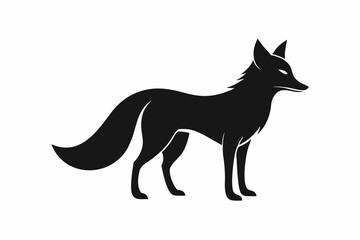 Fototapeta premium black and white fox silhouette, fox vector illustration, fox silhouette, animal silhouette isolated vector Illustration, png, Funny cute fox, Jumping cartoon foxs