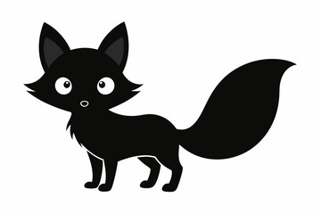 Obraz premium black and white fox silhouette, fox vector illustration, fox silhouette, animal silhouette isolated vector Illustration, png, Funny cute fox, Jumping cartoon foxs