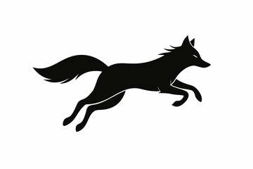 black and white fox silhouette, fox vector illustration, fox silhouette, animal silhouette isolated vector Illustration, png, Funny cute fox, Jumping cartoon foxs