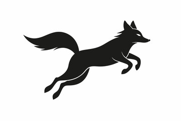 black and white fox silhouette, fox vector illustration, fox silhouette, animal silhouette isolated vector Illustration, png, Funny cute fox, Jumping cartoon foxs
