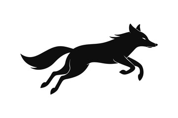 black and white fox silhouette, fox vector illustration, fox silhouette, animal silhouette isolated vector Illustration, png, Funny cute fox, Jumping cartoon foxs