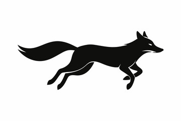 black and white fox silhouette, fox vector illustration, fox silhouette, animal silhouette isolated vector Illustration, png, Funny cute fox, Jumping cartoon foxs