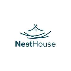 nest house simple sleek creative geometric modern logo design