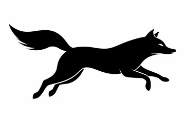 black and white fox silhouette, fox vector illustration, fox silhouette, animal silhouette isolated vector Illustration, png, Funny cute fox, Jumping cartoon foxs