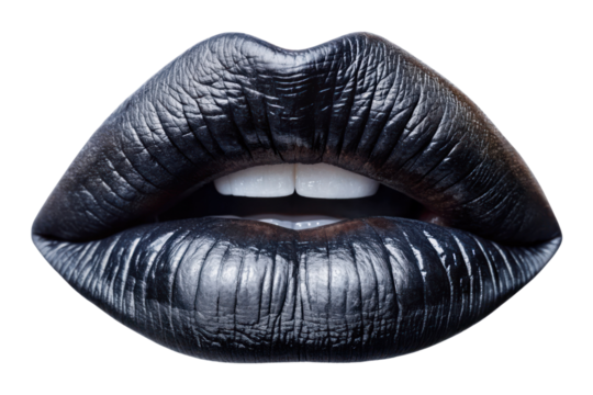 black color lips isolated on transparent background