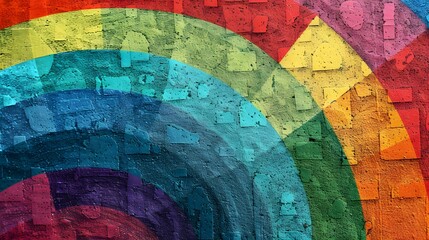 Fototapeta premium Rainbow Graffiti on Brick Wall.