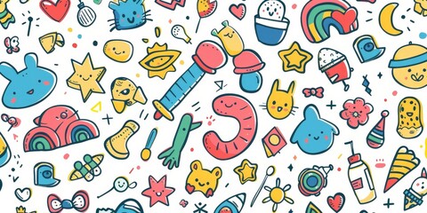 Whimsical Children Activities in Colorful Illustration