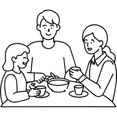 How about this for naming the image: Family Dinner with Parent and Children?