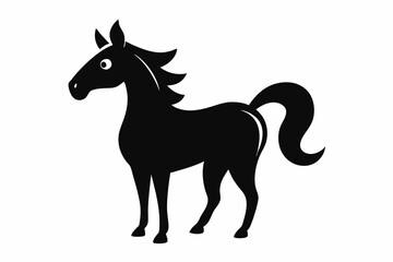 black and white horse silhouette, horse vector illustration, horse silhouette, animal silhouette isolated vector Illustration, png, Funny cute horse, Jumping cartoon horses
