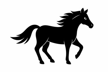 black and white horse silhouette, horse vector illustration, horse silhouette, animal silhouette isolated vector Illustration, png, Funny cute horse, Jumping cartoon horses
