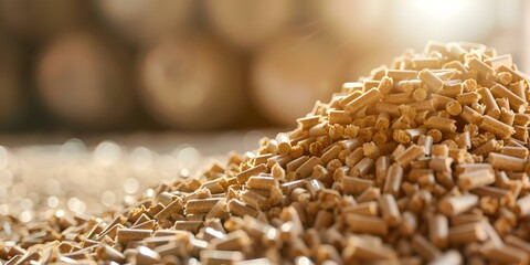 Obraz premium Using Wood Pellets as a Coal Alternative in Power Plant Boilers for Energy Production. Concept Energy Production, Renewable Resources, Wood Pellets, Power Plants, Coal Alternatives