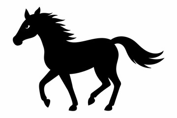 Obraz premium black and white horse silhouette, horse vector illustration, horse silhouette, animal silhouette isolated vector Illustration, png, Funny cute horse, Jumping cartoon horses