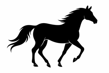 Obraz premium black and white horse silhouette, horse vector illustration, horse silhouette, animal silhouette isolated vector Illustration, png, Funny cute horse, Jumping cartoon horses