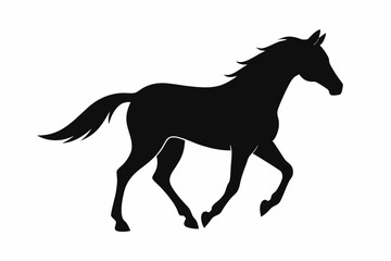 Obraz premium black and white horse silhouette, horse vector illustration, horse silhouette, animal silhouette isolated vector Illustration, png, Funny cute horse, Jumping cartoon horses