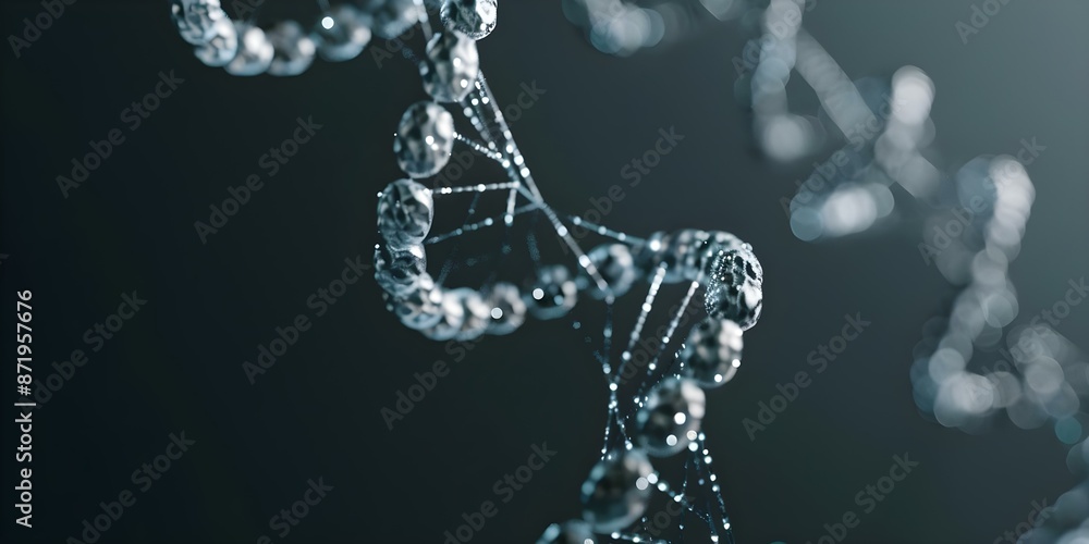 Poster abstract dna structure on black background symbolizing genetic code and science. concept genetic cod