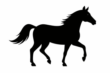 Obraz premium black and white horse silhouette, horse vector illustration, horse silhouette, animal silhouette isolated vector Illustration, png, Funny cute horse, Jumping cartoon horses