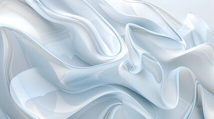 Obraz premium Abstract 3D White Glass Fluid Wave Background