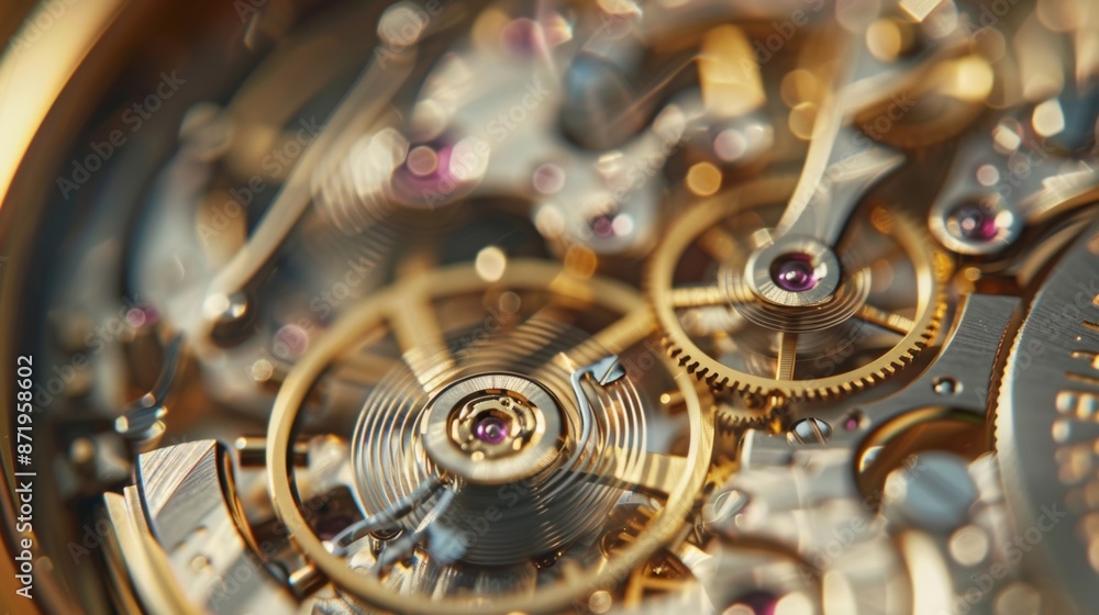 Aufkleber a closeup of a watch movement showcasing the intricate inner workings and precision that goes into c