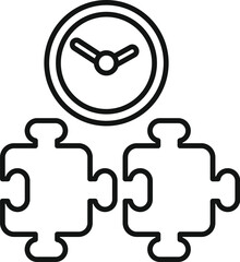 Clock is ticking above two puzzle pieces representing the concept of time management