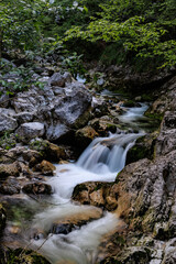Spring river in canyon. Nature composition