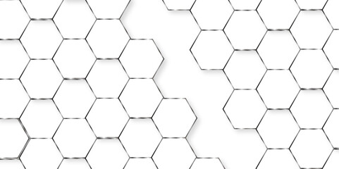 	
Geometric white 3d hexagon with hexagonal mosaic element wallpaper. vector illustration structure white honeycomb digital pattern and template web cell background.