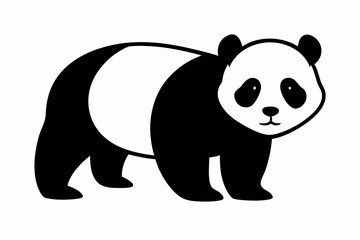 Fototapeta premium black and white panda silhouette, panda vector illustration, panda silhouette, animal silhouette isolated vector Illustration, png, Funny cute panda, Jumping cartoon pandas